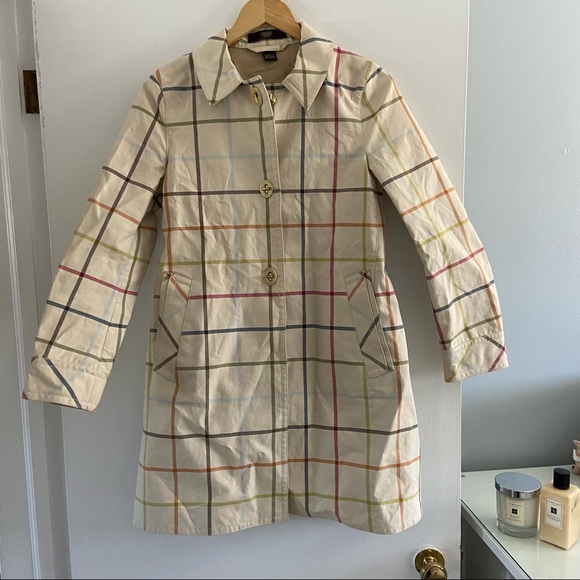 COACH classic plaid trench coat - Picture 1 of 7
